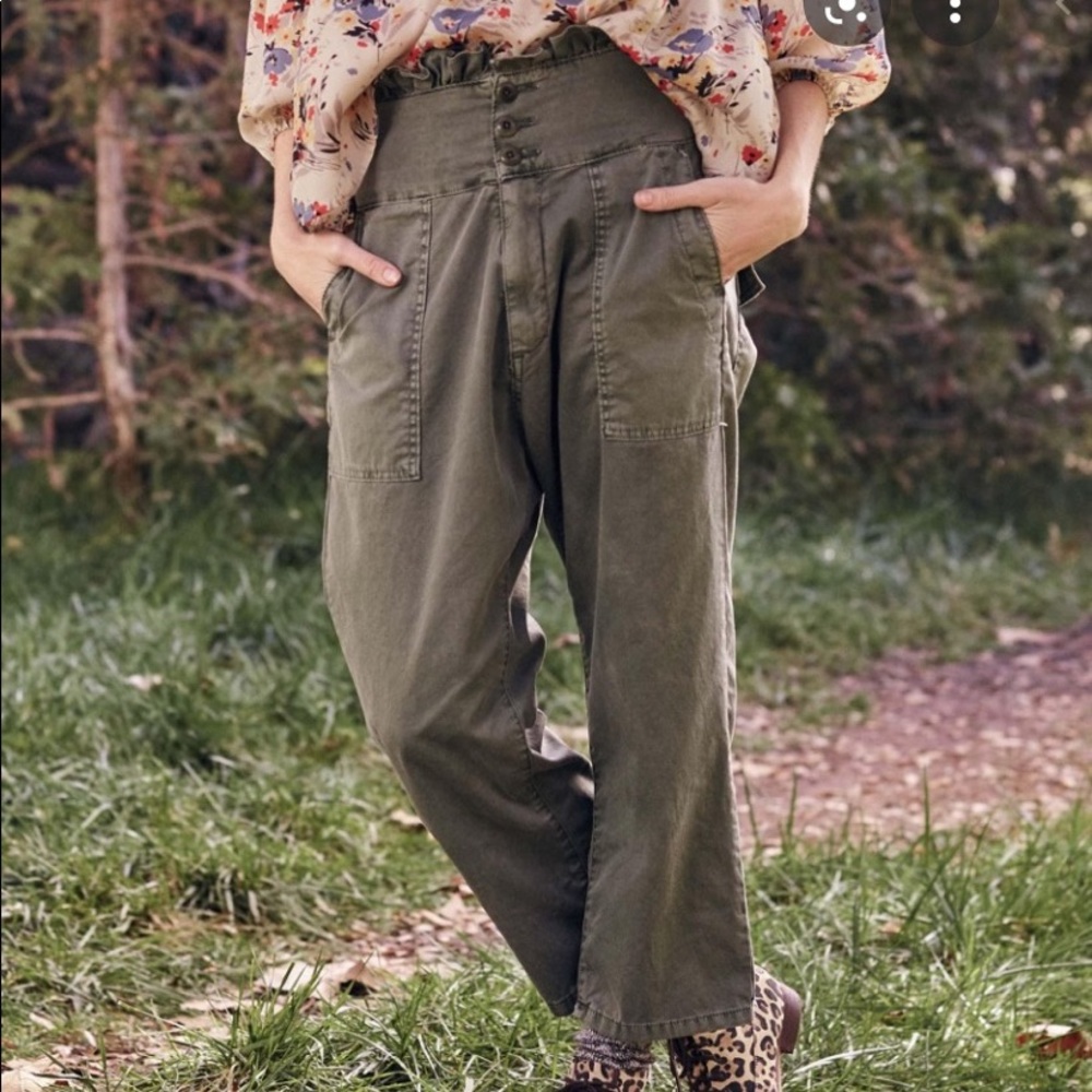 THE GREAT. Green Ankle Cropped Pants